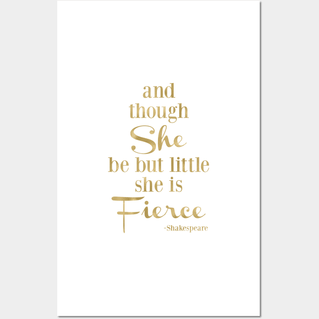 She is Little and Fierce - Gold Wall Art by AmyBrinkman